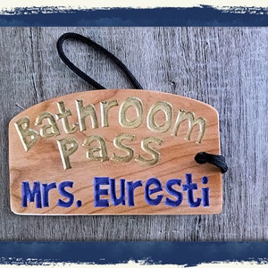 60-70's THROWBACK WOOD PASS | teacher pass for hall / bathroom classroom | Great gift idea for teacher | Solid cherry  | Hand painted Groovy