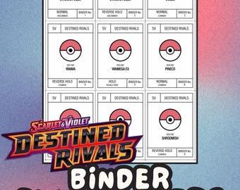 DESTINED RIVALS Pokémon Binder Placeholder Cards | Printable Master Set Placeholders | Digital Download