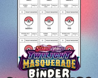 TWILIGHT MASQUERADE Pokémon Binder Placeholder Cards | Printable Master Set Placeholders | Digital Download