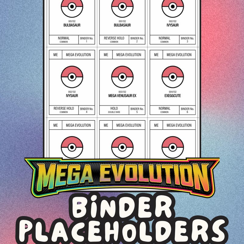 Pokedex Binder Card Inserts - Etsy