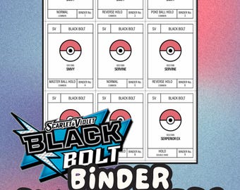 BLACK BOLT Pokémon Binder Placeholder Cards | Printable Master Set Placeholders | Digital Download
