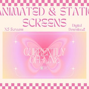 Animated Y2K Stream and Static Screens Bundle, Twitch Overlay, Butterfly YouTube Stream Pack, Aesthetic Streaming Decor, Pink Twitch Overlay