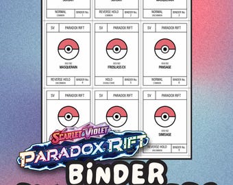 PARADOX RIFT Pokémon Binder Placeholder Cards | Printable Master Set Placeholders | Digital Download