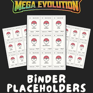 Tarjetas de marcador de posición de carpeta Pokémon MEGA EVOLUTION / Marcadores de posición de Master Set imprimibles / Descarga digital