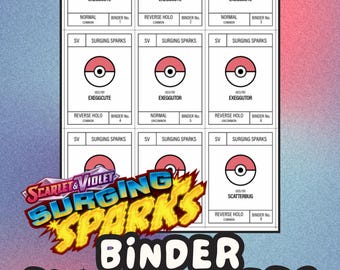 SURGING SPARKS Pokémon Binder Placeholder Cards | Printable Master Set Placeholders | Digital Download