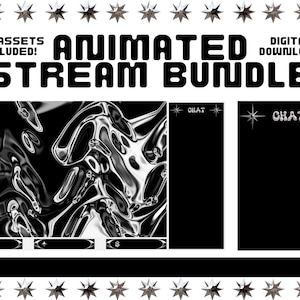 Animated Stream Bundle, Y2K Chrome Twitch Stream Overlays, Modern YouTube Stream Pack, Aesthetic Streaming Asset, Chrome Twitch Overlay