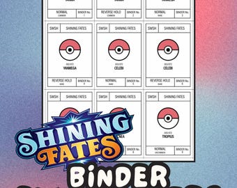SHINING FATES Pokémon Binder Placeholder Cards | Printable Master Set Placeholders | Digital Download