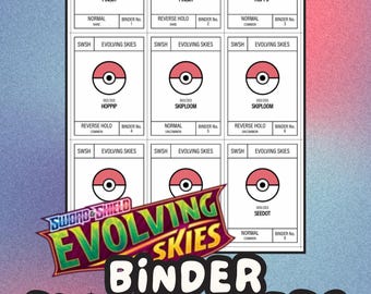 EVOLVING SKIES Pokémon Binder Placeholder Cards | Printable Master Set Placeholders | Digital Download