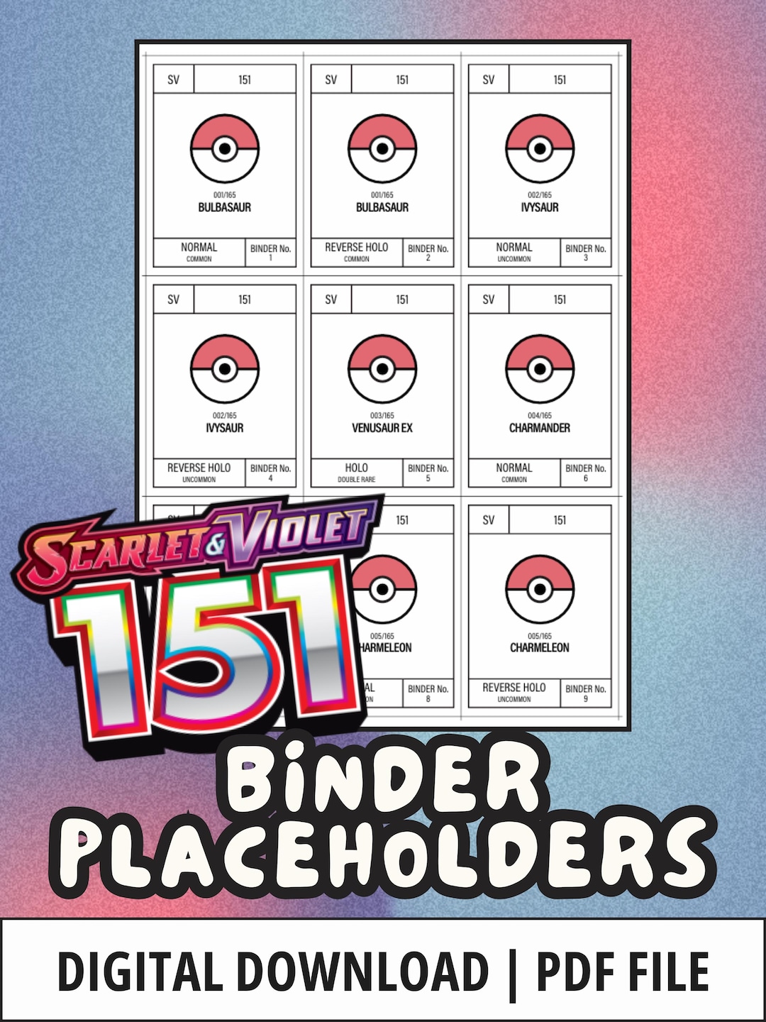 card file set pokemon 151 Game Scarlet & Violet Pokemon Card Card Monster Ball 151 Binder Collection Printable Pokémon 151 Binder Placeholder