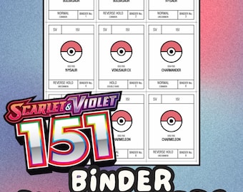 SV: 151 Pokémon Binder Placeholder Cards | Printable Master Set Placeholders | Digital Download