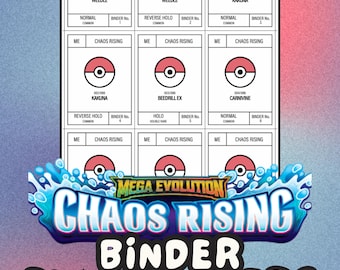 CHAOS RISING Pokémon Binder Placeholder Cards | Printable Master Set Placeholders | Digital Download