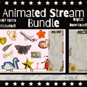 Animated Stream Bundle, Scrapbook Twitch Stream Overlays, Trinket YouTube Stream Pack, Aesthetic Y2K Streaming Decor, Retro Twitch Overlay