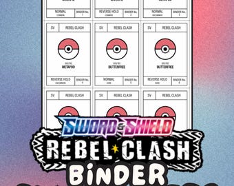 REBEL CLASH Pokémon Binder Placeholder Cards | Printable Master Set Placeholders | Digital Download