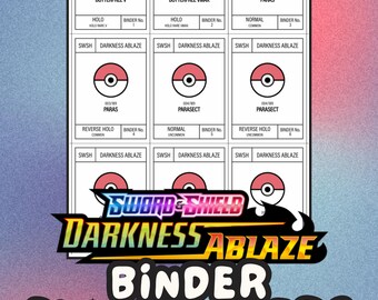 DARKNESS ABLAZE Pokémon Binder Placeholder Cards | Printable Master Set Placeholders | Digital Download