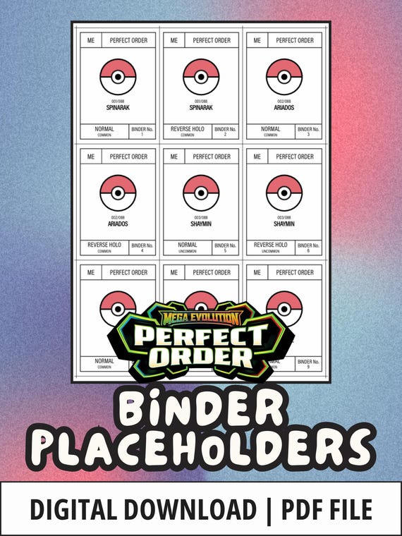 pokemon cards order Perfect Card List Pokmon TCG PERFECT ORDER Pokmon Binder Placeholder