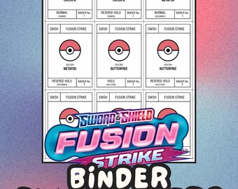 FUSION STRIKE Pokémon Binder Placeholder Cards | Printable Master Set Placeholders | Digital Download