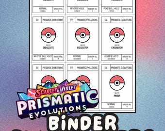 PRISMATIC EVOLUTIONS Pokémon Binder Placeholder Cards | Printable Master Set Placeholders | Digital Download