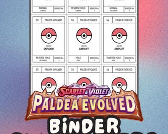 PALDEA EVOLVED Pokémon Binder Placeholder Cards | Printable Master Set Placeholders | Digital Download