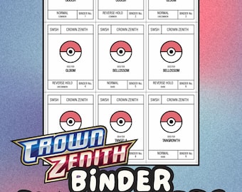 CROWN ZENITH Pokémon Binder Placeholder Cards | Printable Master Set Placeholders | Digital Download