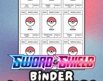 SWORD AND SHIELD Pokémon Binder Placeholder Cards | Printable Master Set Placeholders | Digital Download