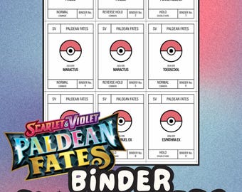 PALDEAN FATES Pokémon Binder Placeholder Cards | Printable Master Set Placeholders | Digital Download