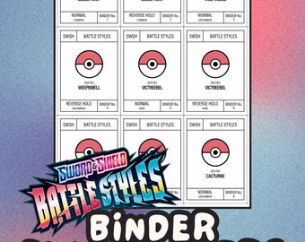 BATTLE STYLES Pokémon Binder Placeholder Cards | Printable Master Set Placeholders | Digital Download