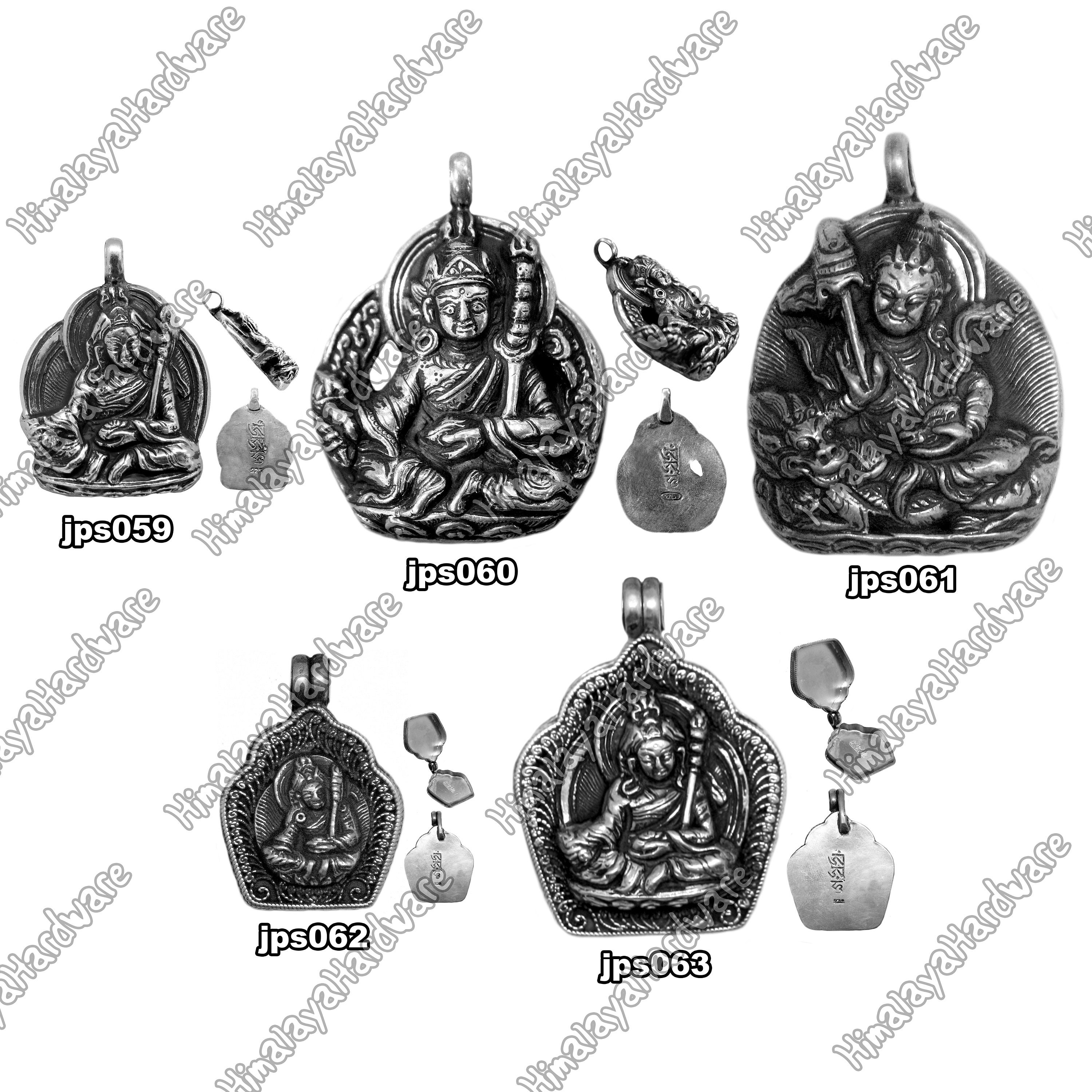 Silver Padmasambhava Guru Rinpoche Pendant: Tibet Tibetan Nepal Buddhist 925 Sterling ghau gau