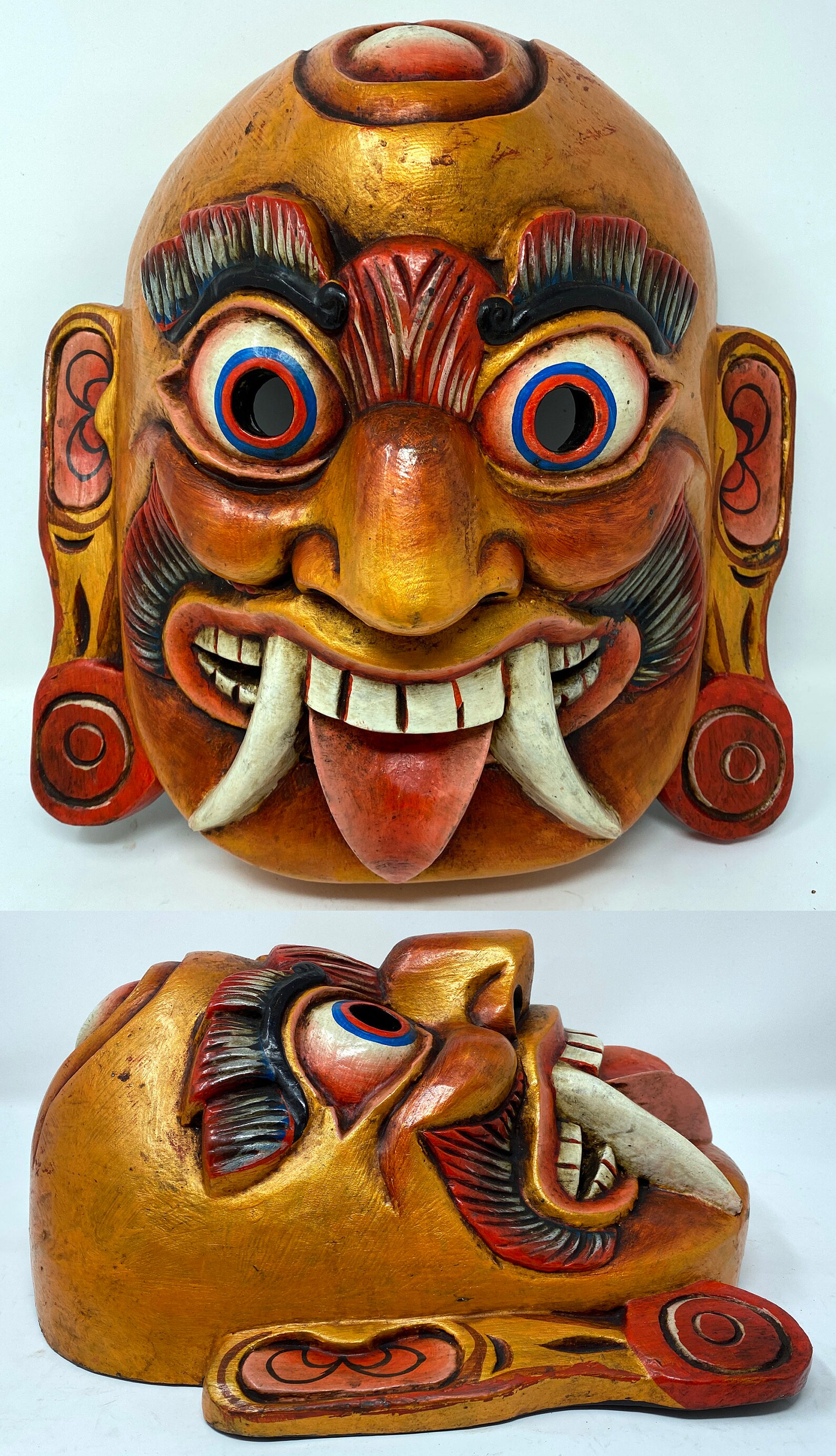 Wood Lakhey/lakhe Demon Mask Wallhanging Carved Nepal Nepali Etsy