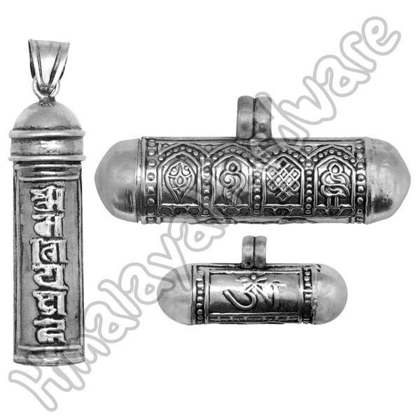 Silver Ghau Pendant: .925 sterling Buddhist gau box mantra amulet prayer Tibetan