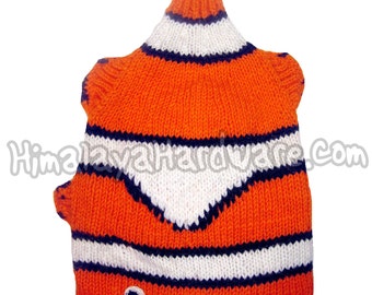 Knit Wool Clown Fish Hat: beanie orange stripe warm winter ski stripe nemo funny geek finding ear flap