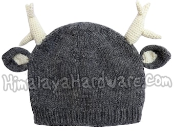 Knit Deer Antler Hat: cute grey beanie ears horns animal
