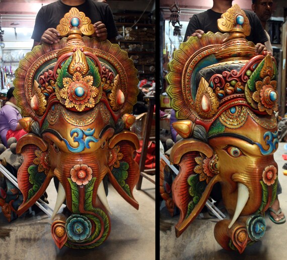 wall hanging Nepal Nepali India Hindu wall hanging bird statue Wood Garuda Mask