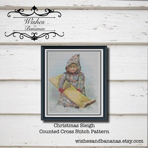 Christmas Counted Cross Stitch Design | Christmas Sleigh | Vintage Illustration | Digital Download | Instant | Pattern