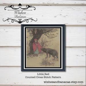 Little Red Counted Cross Stitch Design | Fairy Tale | Little Red Riding Hood | Digital Download | Instant | Print at Home