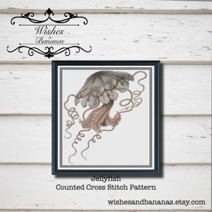 Jellyfish Counted Cross Stitch Design| Nautical | Digital Download | Counted Cross Stitch Pattern | Instant