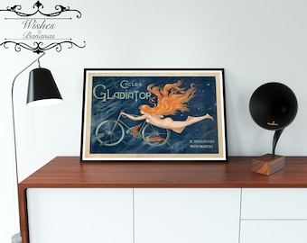 Cicli di gladiatore Poster | Manifesto dell'annata | Manifesto della pubblicità | Nudo | Stampabile | File digitale | 18 x 24 | Desideri e banane