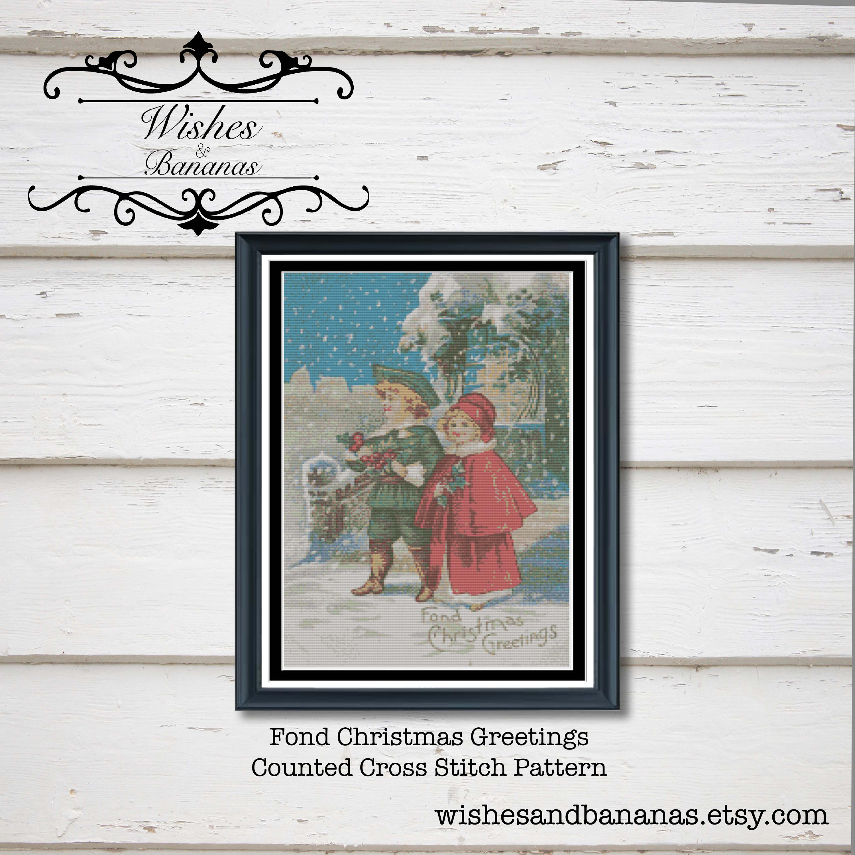 Christmas Cross Stitch Pattern Fond Christmas Greetings Vintage