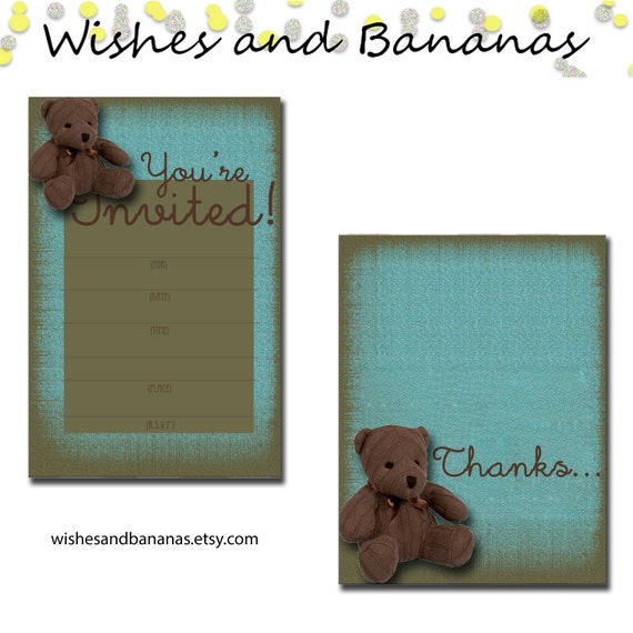 → View on Etsy: Blue Teddy Bear Invitation and Thank You Card Set | Birthday | Baby Shower | Digital File | Available for Download Blue Teddy Bear Invitation and Thank You Card Set | Birthday | Baby Shower | Digital File | Available for Download