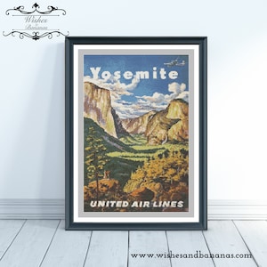 Yosemite National Park Kreuzstich Design | Reise Poster | Digitaler Download | Sofort Download | Zählmuster