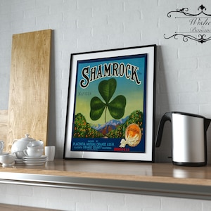 Shamrock Oranges Poster | Vintage Advertisement Poster | Printable | Digital File | 16 x 20 | Wishes and Bananas