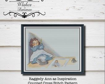 Raggedy Ann Counted Cross Stitch Pattern | Children's Books | Illustration | Digital Download | Instant