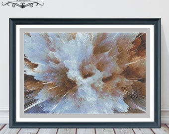 White Explosion Counted Cross Stitch Pattern | Abstract | Digital Download | Instant | PDF