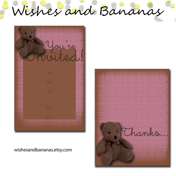 → View on Etsy: Pink Teddy Bear Invitation and Thank You Card Set | Birthday | Baby Shower | Digital File | Available for Download Pink Teddy Bear Invitation and Thank You Card Set | Birthday | Baby Shower | Digital File | Available for Download