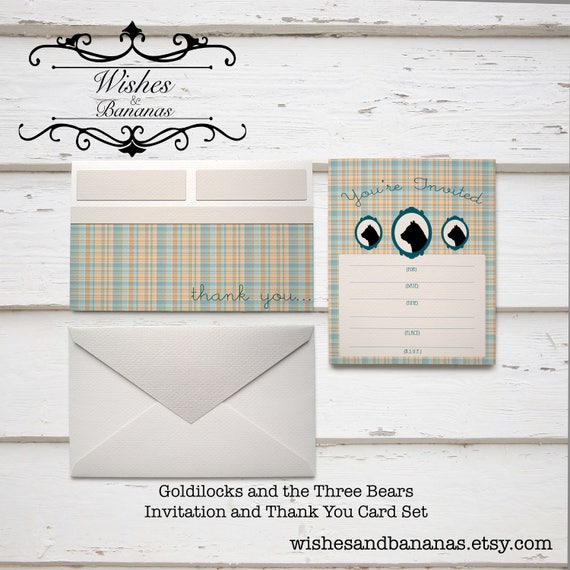→ View on Etsy: Goldilocks and the Three Bears Invitation and Thank You Card Set | Birthday | Baby Shower | Digital File | Available for Download Goldilocks and the Three Bears Invitation and Thank You Card Set | Birthday | Baby Shower | Digital File | Available for Download