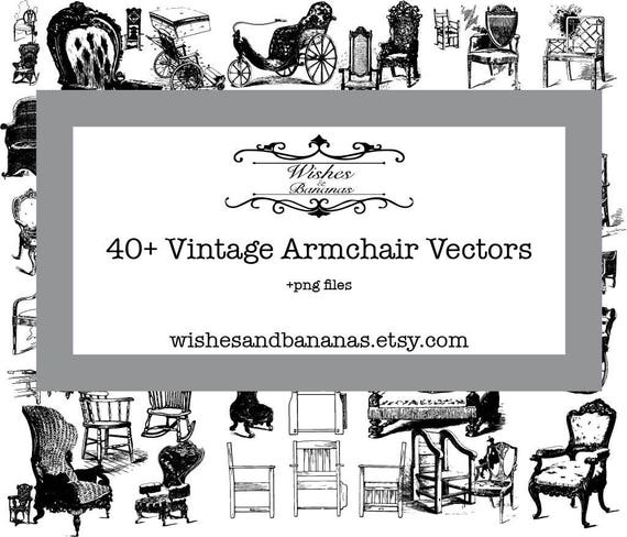 Vintage Arm Chair Vector Set Includes Pngs Adobe Etsy