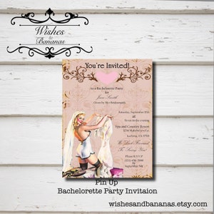 Pin Up Bachelorette Party Invitation |  Invitation Template | Bridal Shower | Wedding | Custom | Instant Download | Printable | PDF