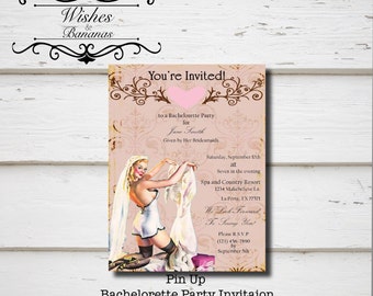 Pin Up Bachelorette Party Einladung | Einladungsvorlage | Brautparty | Hochzeit | Individuell | Sofort Download | Druckbar | PDF