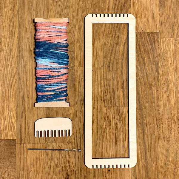 Bookmark Weaving loom Kit- wood- pink