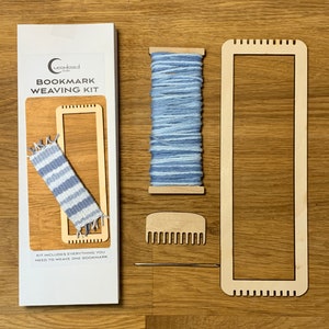 Bookmark Weaving loom Kit- wood- Blue