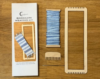 Bookmark Weaving loom Kit- wood- Blue